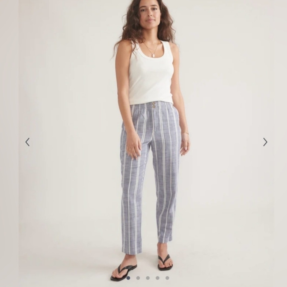 Marine Layer Blue and White Striped Elle Relaxed Crop Pant